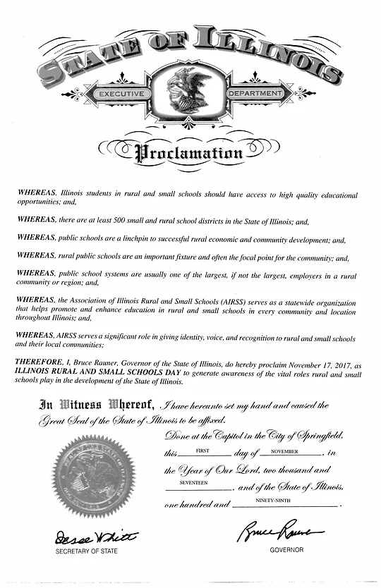 2015 Rural and Small School Day Proclamation Document
